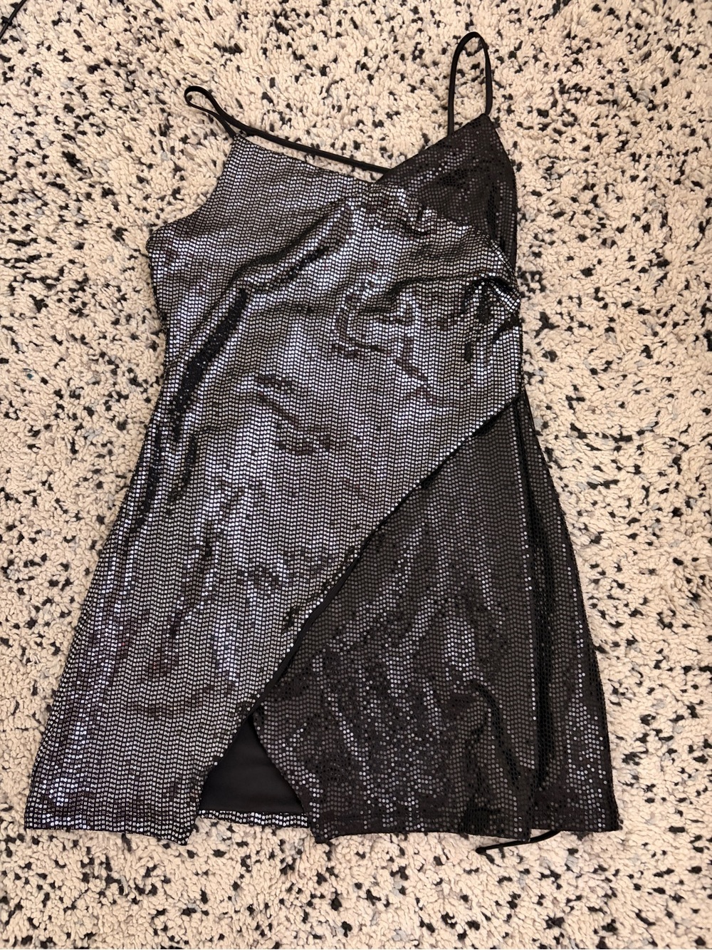 Garage Black Sequin Slip Mini Dress
